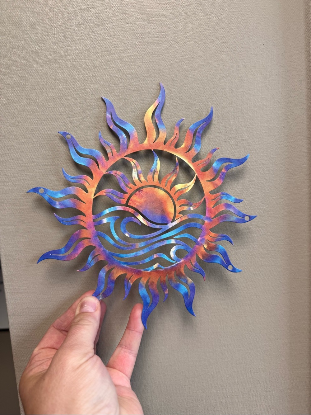 Sun & Waves Metal Wall Decor - Blue and Orange